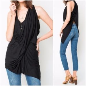 selena // cut away knot draped halter tank top